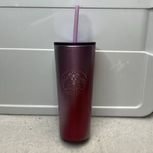 Starbucks 2021 Holiday Stainless Steel Metal Gradient Pink Tumbler Cup New 16oz
